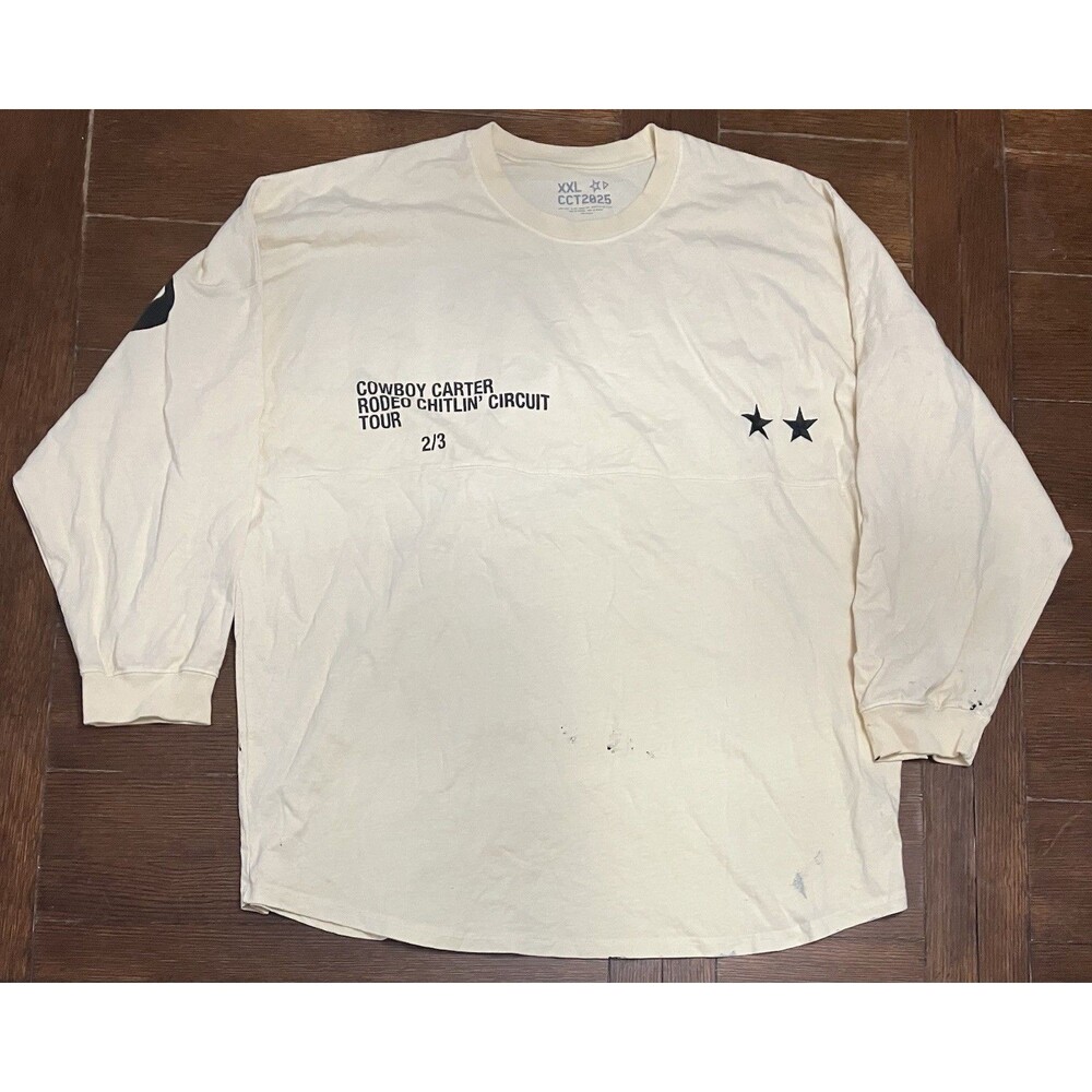 Beyoncé Cowboy Carter Tour 2025 Official Long Sleeve Cream Shirt Merch Sz 2XL